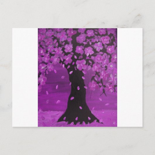 Purple Blossom Tree Design Art Briefkaart (Voorkant)