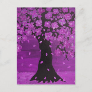 Purple Blossom Tree Design Art Briefkaart