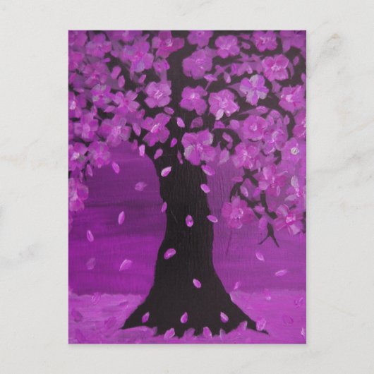 Purple Blossom Tree Design Art Briefkaart (Voorkant)