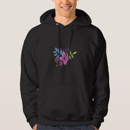 Purple Blue and Green Flower Art Hoodie (Voorkant)