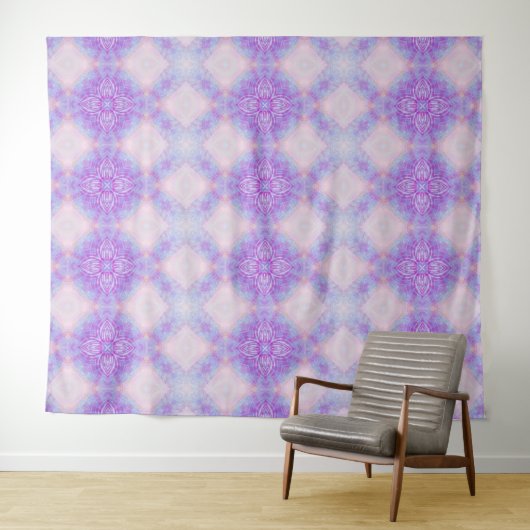 Purple Blue Blush Abstract Bohemian Geometric Wandkleed (In Situ (horizontaal))