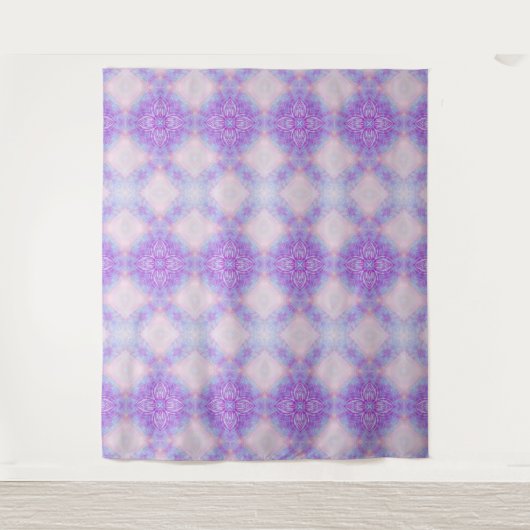 Purple Blue Blush Abstract Bohemian Geometric Wandkleed (Voorkant)