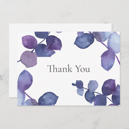 Purple Blue Eucalyptus bladeren Dank u Bedankkaart (Voorkant / Achterkant)