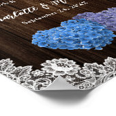 Purple Blue Floral Lace Wedding Reception Sign Poster (Hoek)