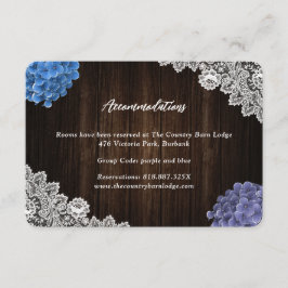 Purple Blue Floral Wedding Hotel Accommodation Informatiekaartje