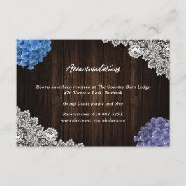 Purple Blue Floral Wedding Hotel Accommodation Informatiekaartje