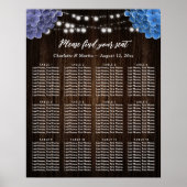 Purple Blue Floral Wedding Seating Chart 12 Poster (Voorkant)