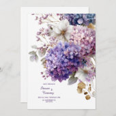 Purple Blue Hydrangea Gold Floral Watercolor Kaart (Voorkant / Achterkant)