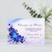 Purple Blue Orchid Wedding Change the Date Card (Staand voorkant)