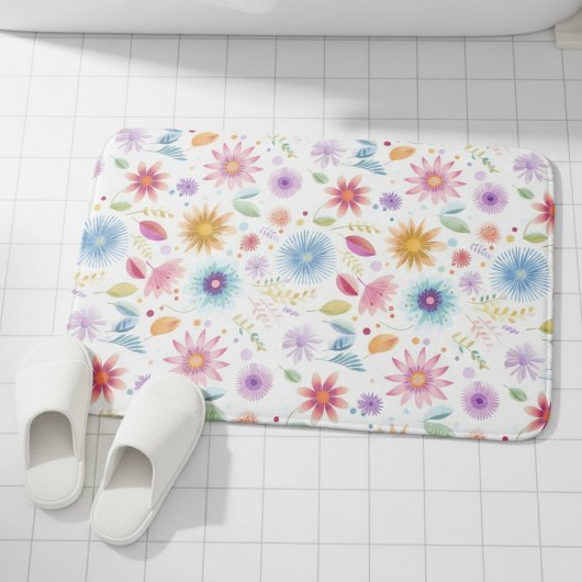 Purple Blue Pink Boho Wildflower Badmat