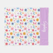 Purple Blue Pink Boho Wildflower Personalized  Fleece Deken (Voorkant (Horizontaal))
