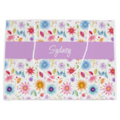 Purple Blue Pink Boho Wildflower Personalized Groot Cadeauzakje (Voorkant)