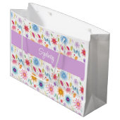 Purple Blue Pink Boho Wildflower Personalized Groot Cadeauzakje (Voorkant Gekanteld)