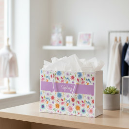 Purple Blue Pink Boho Wildflower Personalized  Groot Cadeauzakje