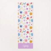 Purple Blue Pink Boho Wildflower Personalized Yogamat (Voorkant)