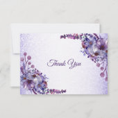 Purple Blue Pink Floral Glitter Elegant Wedding Bedankkaart (Voorkant)