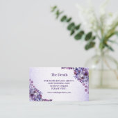 Purple Blue Pink Floral Glitter Wedding Detail Informatiekaartje (Staand voorkant)