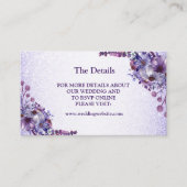 Purple Blue Pink Floral Glitter Wedding Detail Informatiekaartje (Voorkant)