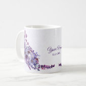 Purple Blue Pink Floral Glitter Wedding Party Koffiemok (Voorkant links)