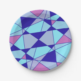 Purple blue pink triangle abstract  papieren bordje