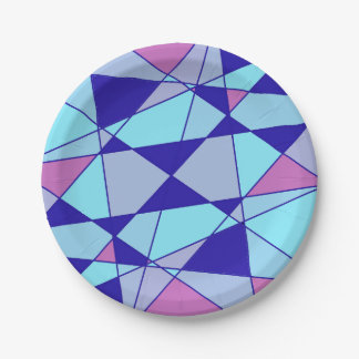 Purple blue pink triangle abstract papieren bordje