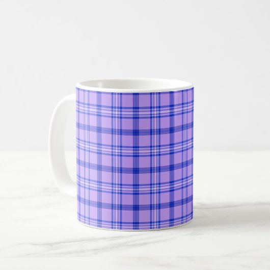 Purple Blue Plaid Classic Pattern Bright Koffiemok (Voorkant links)