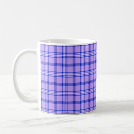 Purple Blue Plaid Classic Pattern Bright Koffiemok (Links)