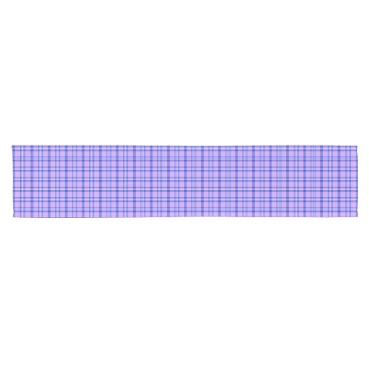 Purple Blue Plaid Classic Pattern Bright Korte Tafelloper (Horizontaal)