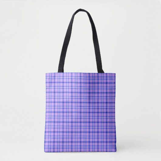 Purple Blue Plaid Classic Pattern Bright Tote Bag (Voorkant)
