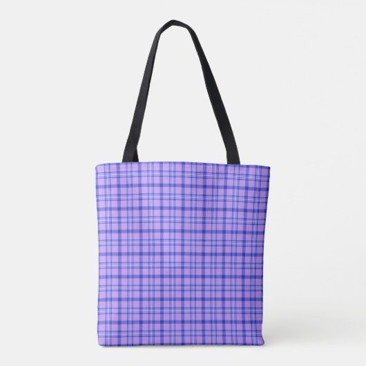 Purple Blue Plaid Classic Pattern Bright Tote Bag (Achterkant)