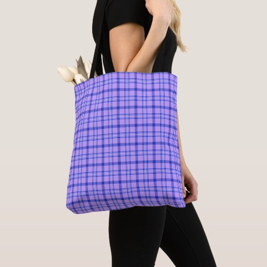 Purple Blue Plaid Classic Pattern Bright Tote Bag (Dichtbij)