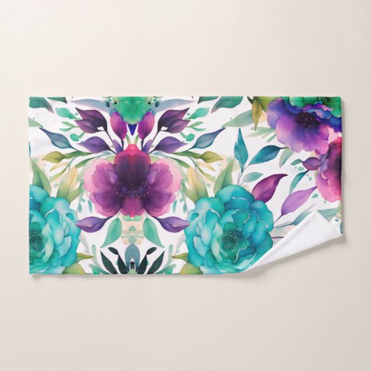 Purple Blue Rose flowers  Bad Handdoek (Handdoek)