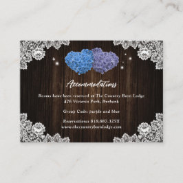 Purple Blue Wedding Hotel Accommodation Card Informatiekaartje