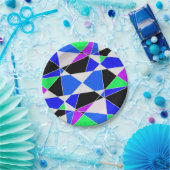 Purple blue white triangle abstract  papieren bordje (Feest)