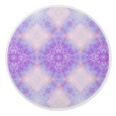 Purple Blush Blue Abstract Mandala Kaleidoscopic Keramische Knop (Voorkant)