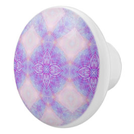 Purple Blush Blue Abstract Mandala Kaleidoscopic Keramische Knop