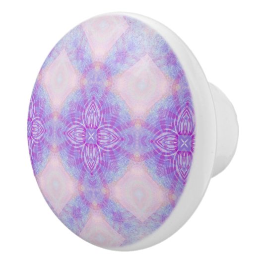 Purple Blush Blue Abstract Mandala Kaleidoscopic Keramische Knop (Rechts)