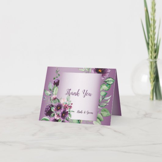 Purple Blush Floral Geometric Greenery Bedankkaart (Voorkant)