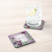 Purple Blush Floral Geometric Greenery Bier Onderzetter (Rechterzijde)