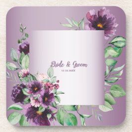 Purple Blush Floral Geometric Greenery Bier Onderzetter