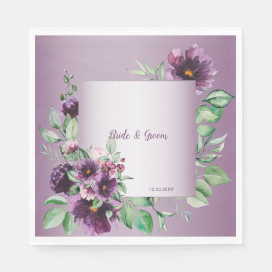 Purple Blush Floral Geometric Greenery Servet (Voorkant)