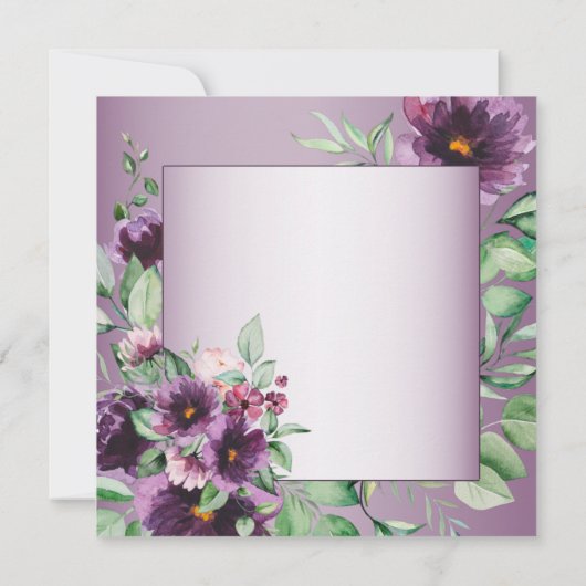 Purple Blush Floral Geometric Greenery Wedding Kaart (Achterkant)