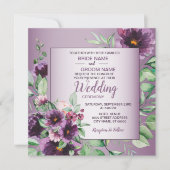 Purple Blush Floral Geometric Greenery Wedding Kaart (Voorkant)