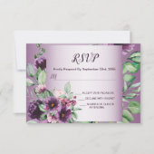 Purple Blush Floral Geometric Greenery Wedding RSVP Kaartje (Voorkant)