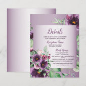 Purple Blush Flowers Geometric Greenery Detail Informatiekaartje (Voorkant / Achterkant)