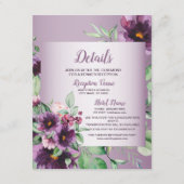 Purple Blush Flowers Geometric Greenery Detail Informatiekaartje (Voorkant)