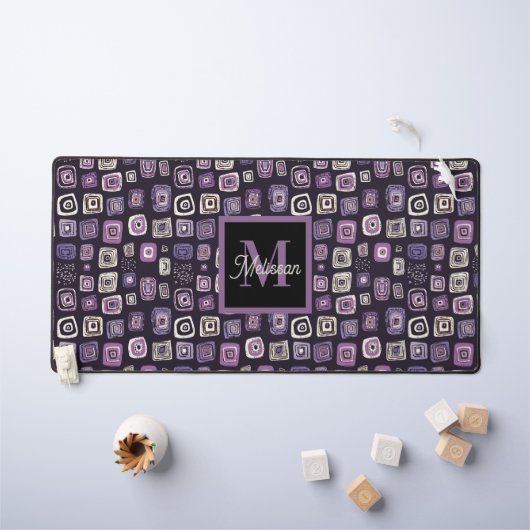 Purple Boho Monogram Name Bureaumat (Kindertafel)