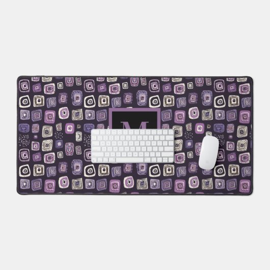 Purple Boho Monogram Name  Bureaumat (Keyboard & Muis)