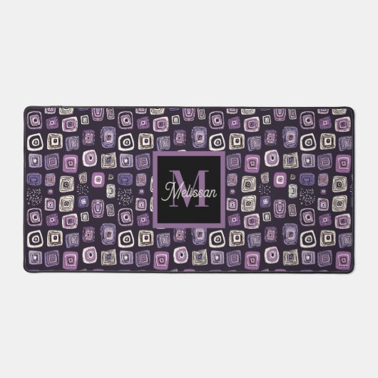 Purple Boho Monogram Name  Bureaumat (Voorkant)