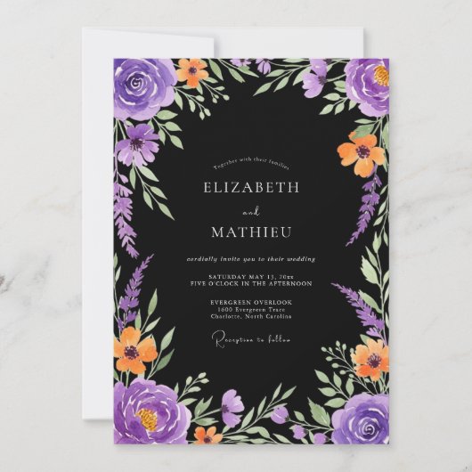 Purple Bold Moody Wedding Kaart (Voorkant)